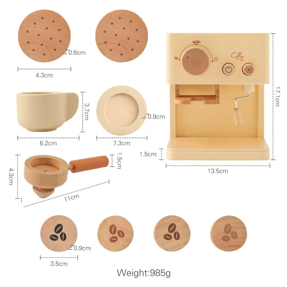 Kids Wooden Montessori Toy Set Children Coffee Machine Kitchen Toys Children Cosplay Play House Educational Toys Block Baby Gift