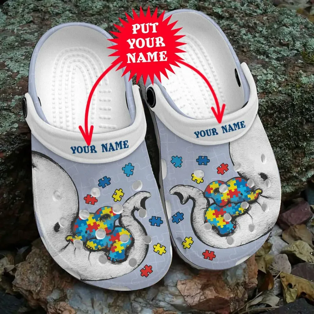 Custom Name Unisex Classic Clog Autism Awareness Day Unisex Classic Clog