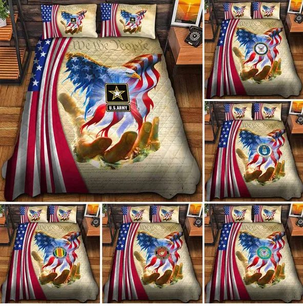 Premium American Pride US Veterans Bedding Set, , Gifts For US Veterans, Gifts For Veterans Day