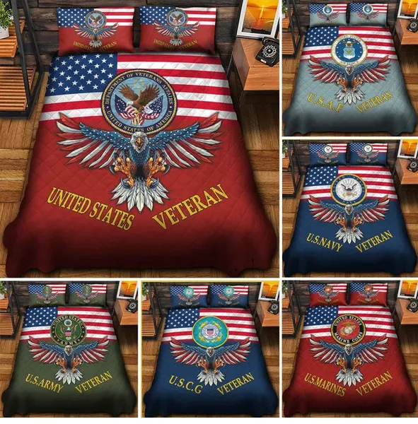 Premium Multiple US Military Services Veteran Bedding Set