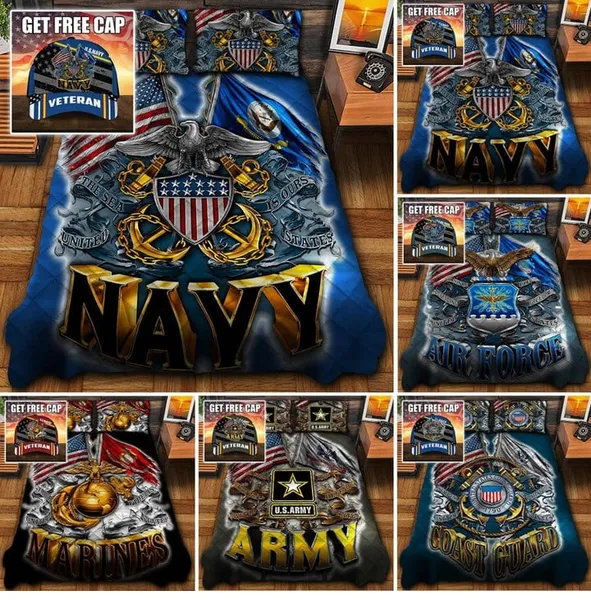 Premium Multiple US Military Services Veteran Bedding Set