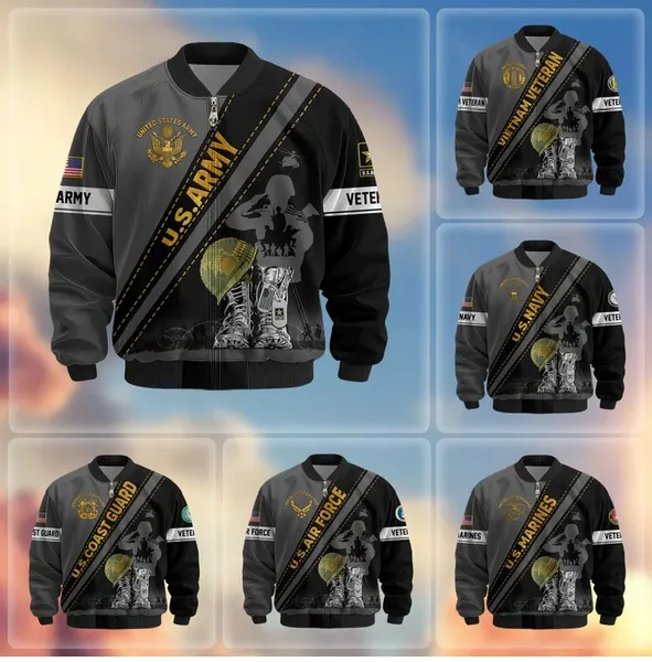 Premium US Veterans Bomber Jacket , Gifts For US Veterans, Gifts For Veterans Day