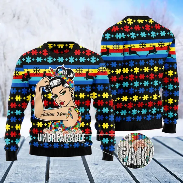 Autism Ugly Sweater : Autism Mom Unbreakable