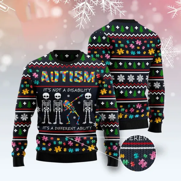 Autism Ugly Sweater : Autism is Not a Disability It's a Different Ability