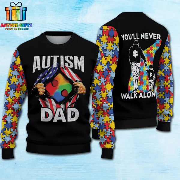 Autism Ugly Sweater : You’ll never walk alone