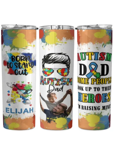 Autism Dad Tumbler with picture and name