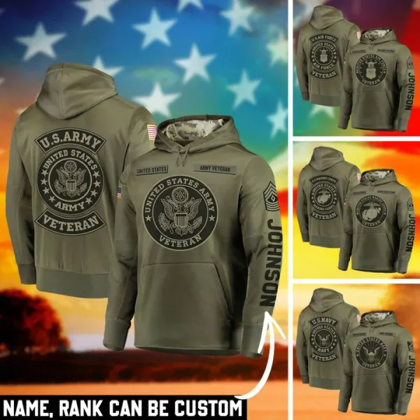 Personalized Multiple US Military Services Veteran Hoodie