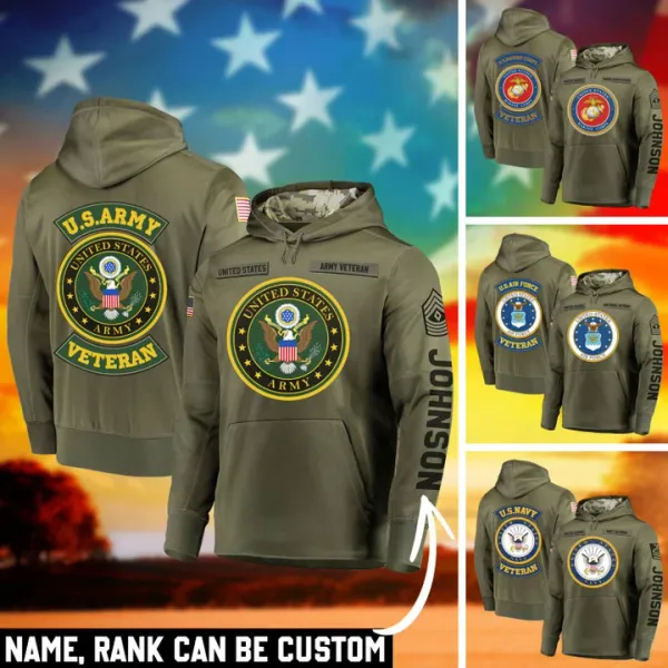 Personalized Multiple US Military Services Veteran Hoodie