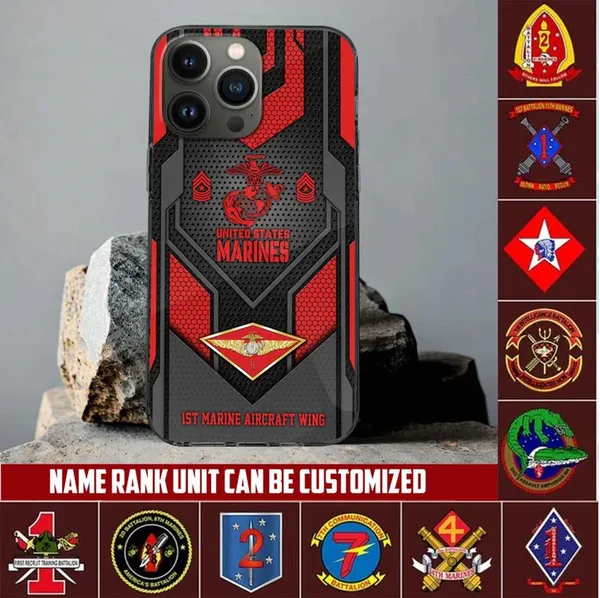 Premium Custom Name, Rank USMC Veteran Phone Case, Gifts For Marine Veteran