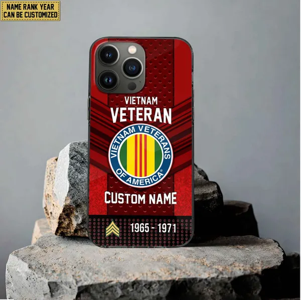 Premium Custom Name, Rank Vietnam Veteran Phone Case, Gifts For Veterans Day, Father's Day, Gifts For Vietnam Veteran