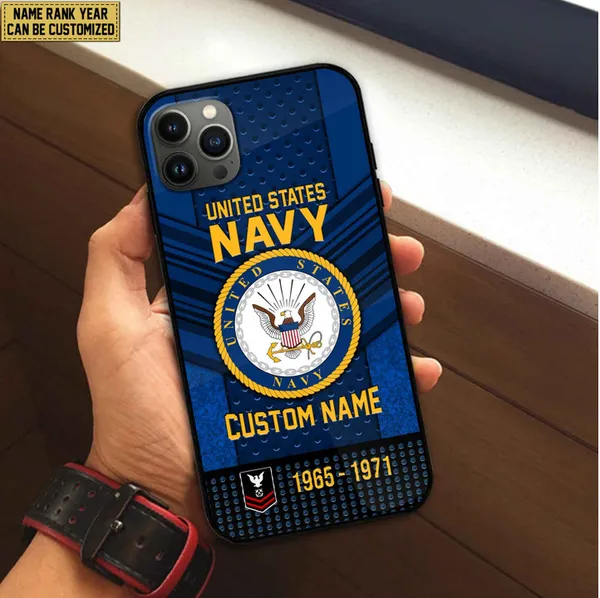 Premium Custom Name, Rank US Navy Veteran Phone Case, Gifts For Veterans Day, Father's Day, Gifts For US Navy Veteran