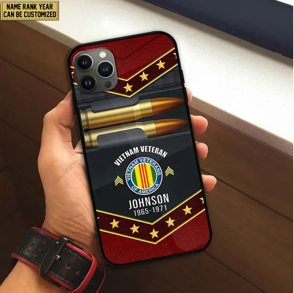 Premium Custom Name, Rank Vietnam Veteran Phone Case, Gifts For Vietnam Veteran, Gifts For Veterans Day, Father's Day