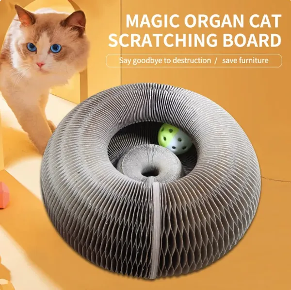 Interactive Cat Scratch Board & Climbing Frame - Foldable Magic Organ Design with Bell, Corrugated Claw Grinder for Cats