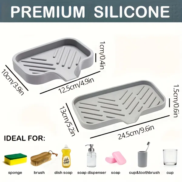 Versatile Silicone Sink Tray with Soap Dish