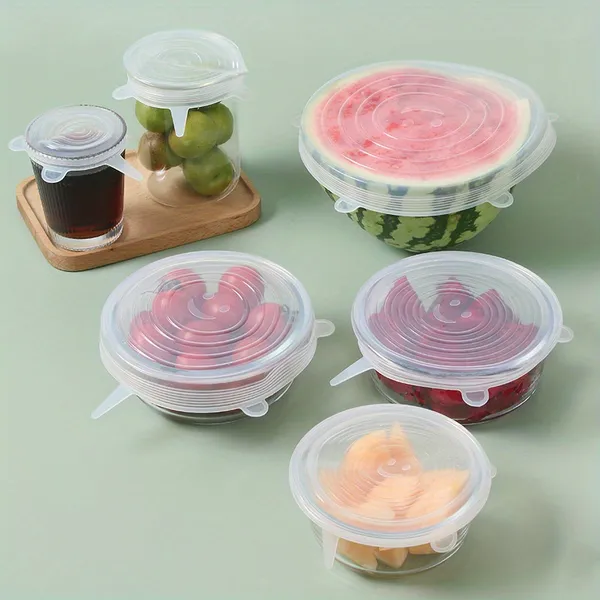 Silicone Elastic Lids, Reusable Durable Food Storage Bowl Lids, Silicone Lid Cover, Dishwasher & Refrigerator Safe Storage, Kitchen Supplies