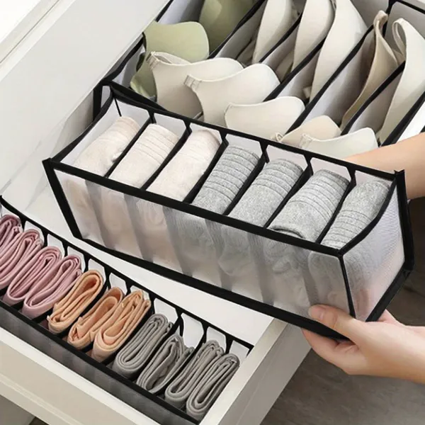 Foldable Underwear Organizer - Durable Space-Saving Wardrobe Drawer Dividers for Socks, Bras, and Panties