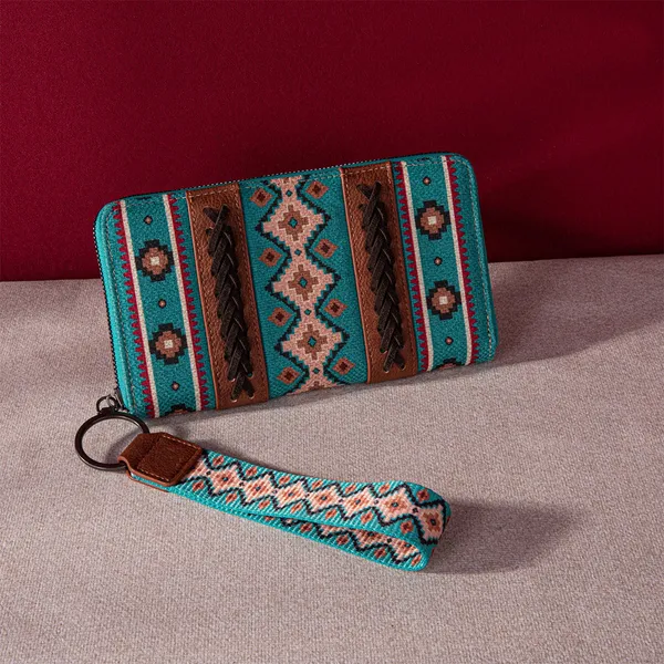 (US Only) Vintage Cotton And Linen Printed Bohemian Style Lady Hand-carrying Wallet Card Holder