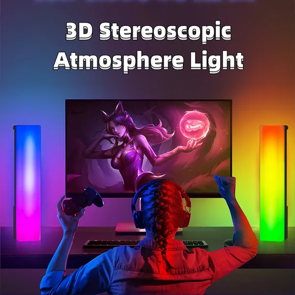 3D RGB Light Pick-up Table Top Ambiance Lamp Colorful Music Voice-activated Rhythm Light Home Decor For PC Game For Holiday Gifts