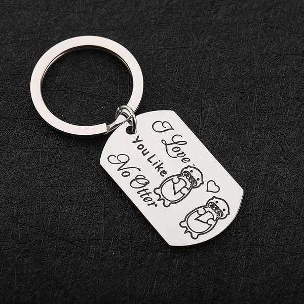 Otter Keychain - I Love You Like No Otter - Gift For Valentine's Day, Best Boyfriend, Girlfriend Gift