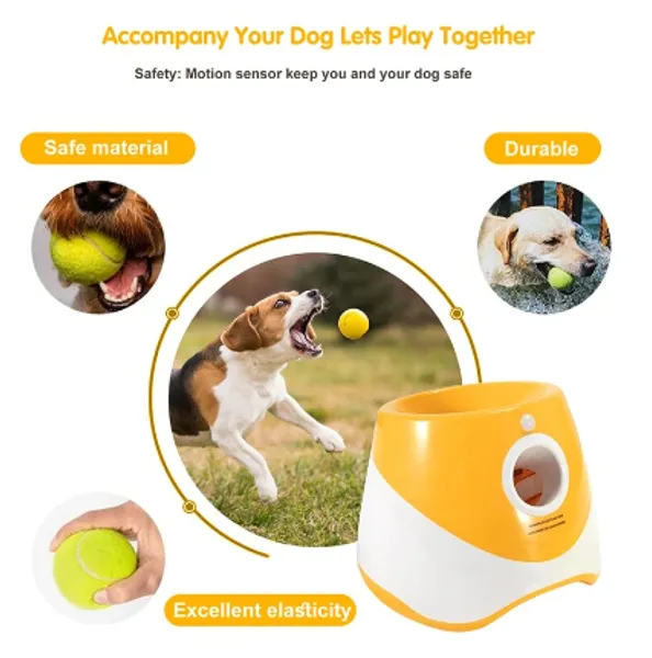 Automatic Dog Tennis Ball Launcher - Rechargeable Pet Toy for Endless Fun - Interactive Mini Tennis Throwing Machine for Dogs