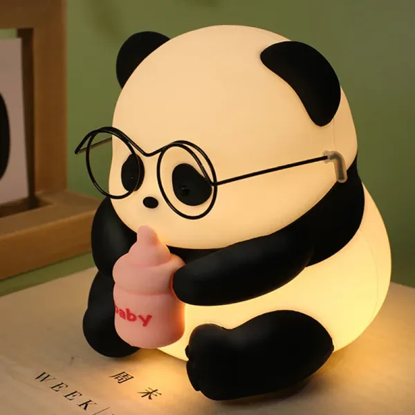 Cute Panda LED Night Light - Wearing Glasses
