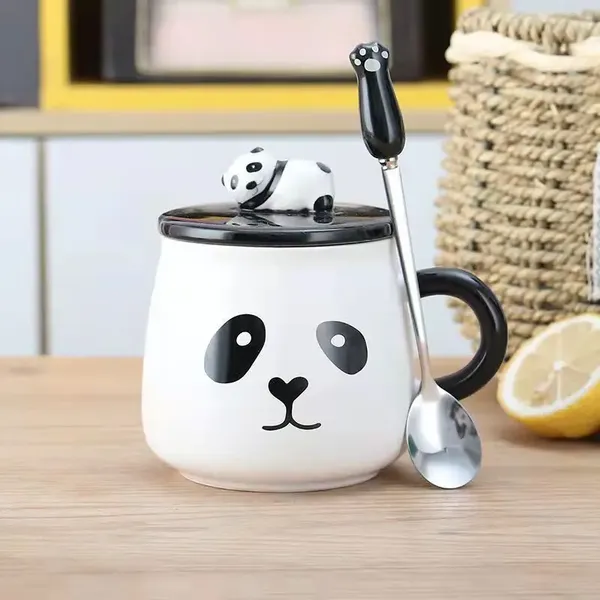 Cute Panda Ceramic Cup With Spoon