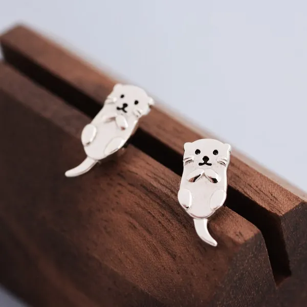 Otter Stud Earrings - Smiling Otter - Cute Animal Earrings - Fun