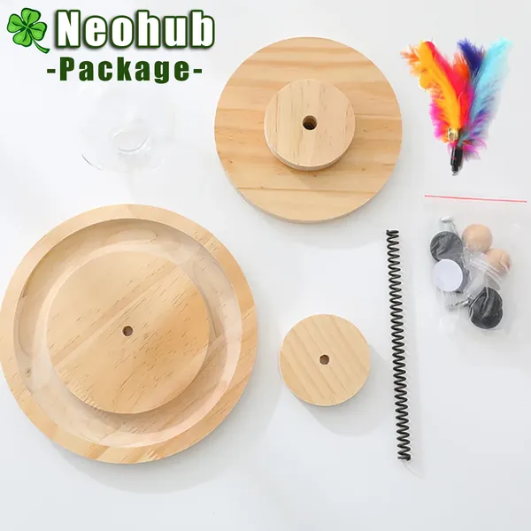 Interactive Solid Wood Cat Toy Turntable Ball Track- 2/3 Levels, Ball Training & Intelligence Development for Cats - Durable, Eco-friendly Amusement Disc