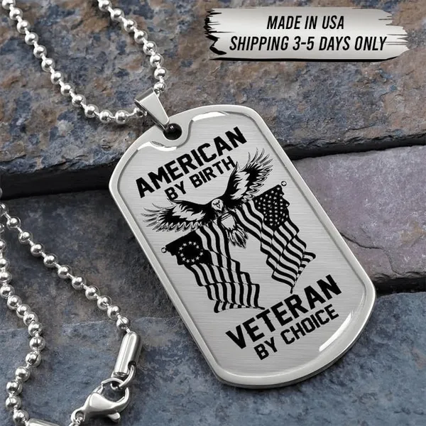 Military dog tag - American by birth