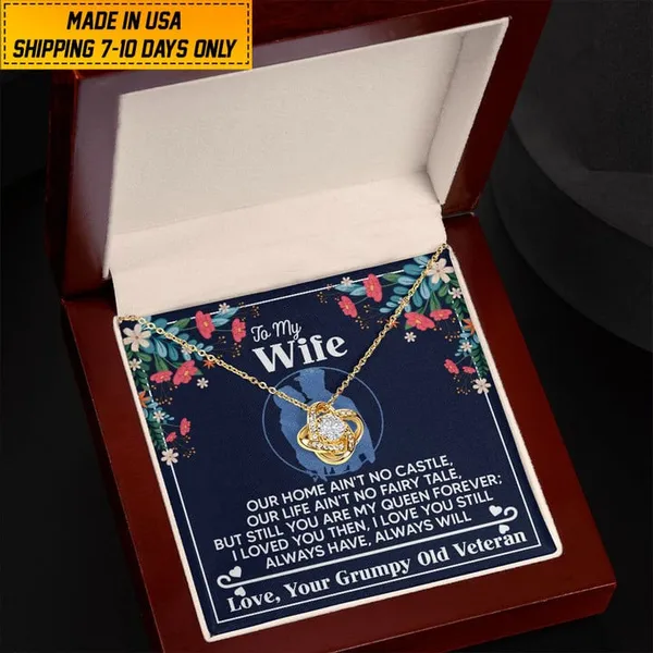 Premium US Veteran Wife Necklace Wife Gift From Husband