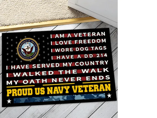 Unique Proud US Veteran Doormat