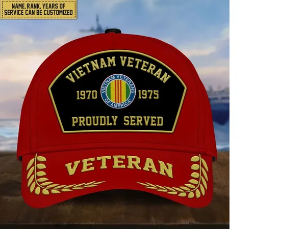 Premium Custom US Veterans Embroidered Cap, Gift For Veterans Day, Father's Day, Independence Day