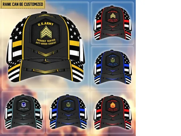 Premium Custom Rank US Veterans Cap