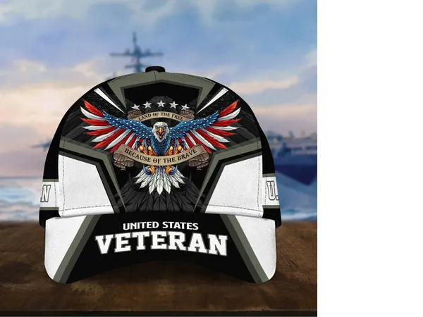 Premium Land Of The Free U.S. Veteran 3D Cap