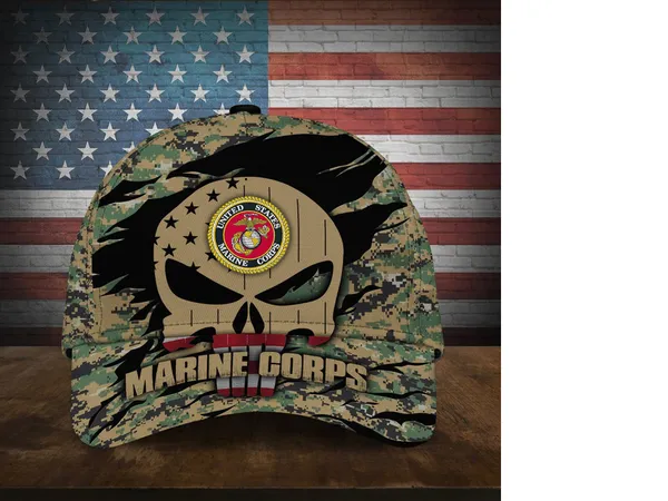 Colorful Puniskull Multiservice U.S Veteran Cap