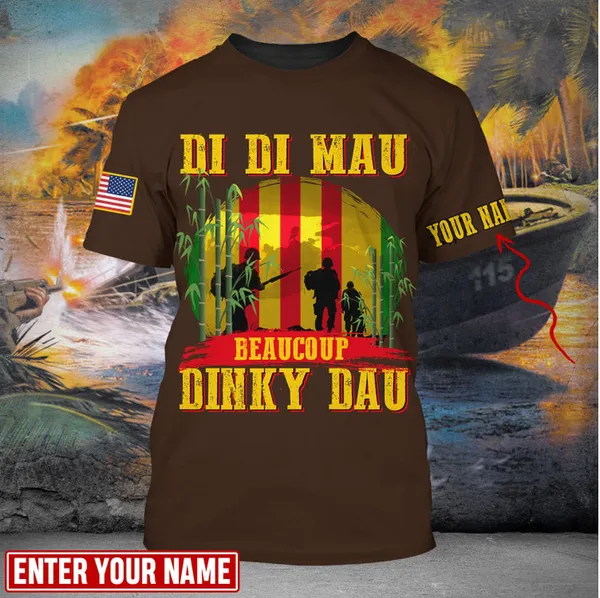 Personalised Multicolor Di Di Mau Dinky Dau Vietnam Veteran T-shirt