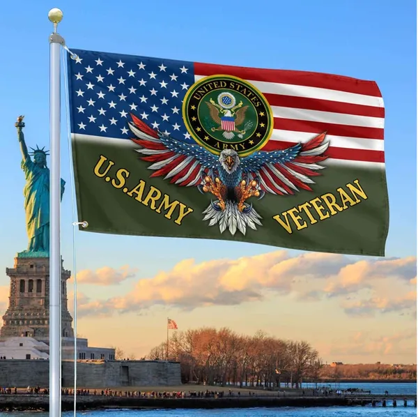 Unique U.S Army Grommet Flag, Gift For Army Veteran