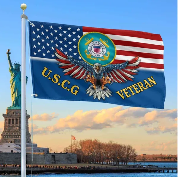 Unique U.S.C.G Veteran Grommet Flag, Gift For Coast Guard Veteran