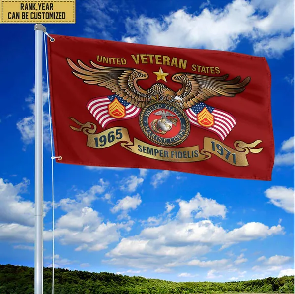 Premium Personalized USMC Veteran Grommet Flag, Gift For Marine Veteran, Gift For Veterans Day, Memorial Day, Father's Day