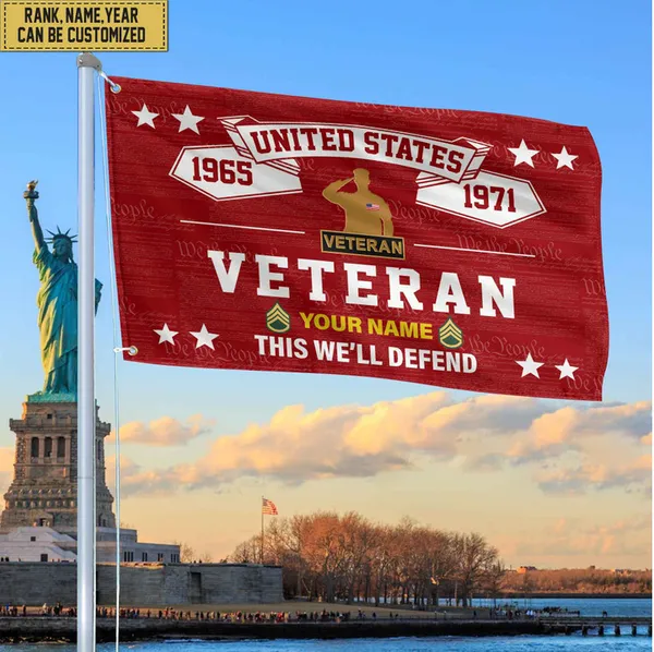 Premium Personalized US Veteran Grommet Flag, Gift For US Veteran, Gift For Veterans Day, Memorial Day, Father's Day