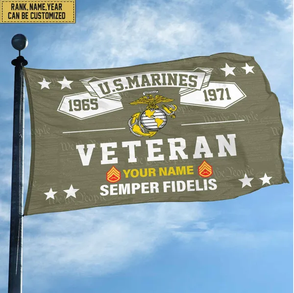 Premium Personalized USMC Veteran Grommet Flag, Gift For Marine Veteran, Gift For Veterans Day, Memorial Day, Father's Day