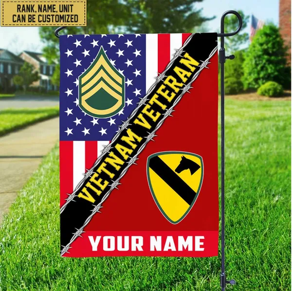 Premium Custom Name, Rank, Unit Vietnam Veteran Flag, Gift For Vn Veteran Garden Flag - House Flag