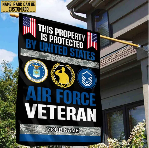 USAF Veteran Personalized American Flag, Gift For Air Force Veteran, US Veteran Grommet Flag, Garden Flag, House Flag