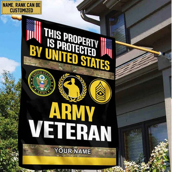 US Army Veteran Personalized American Flag, Gift For Army Veteran, US Veteran Grommet Flag, Garden Flag, House Flag