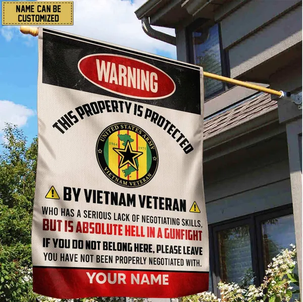 Vietnam Veteran Custom Name American Flag, Gift For Vietnam Veteran Garden Flag - House Flag