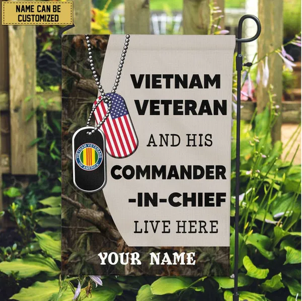 Vietnam Veteran Personalized American Flag, Gift For Vietnam Veteran , US Veteran Grommet Flag, Garden Flag, House Flag