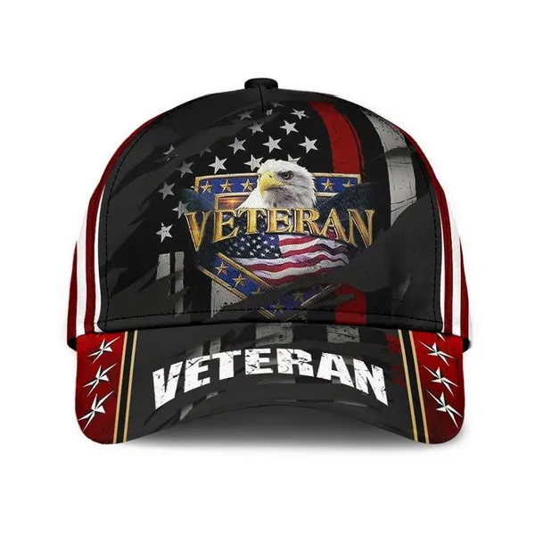 The Best Eagle Veteran Cap 3D Black Color