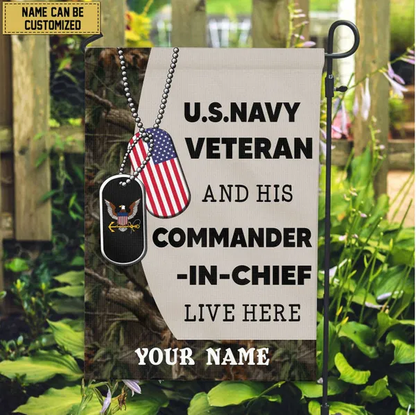 US Navy Personalized American Flag, Gift For Navy Veteran , US Veteran Grommet Flag, Garden Flag, House Flag