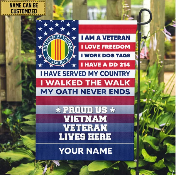 Vietnam Veteran Personalized American Flag, Gift For US Military Veteran, Vietnam Veteran Grommet Flag, Garden Flag, House Flag