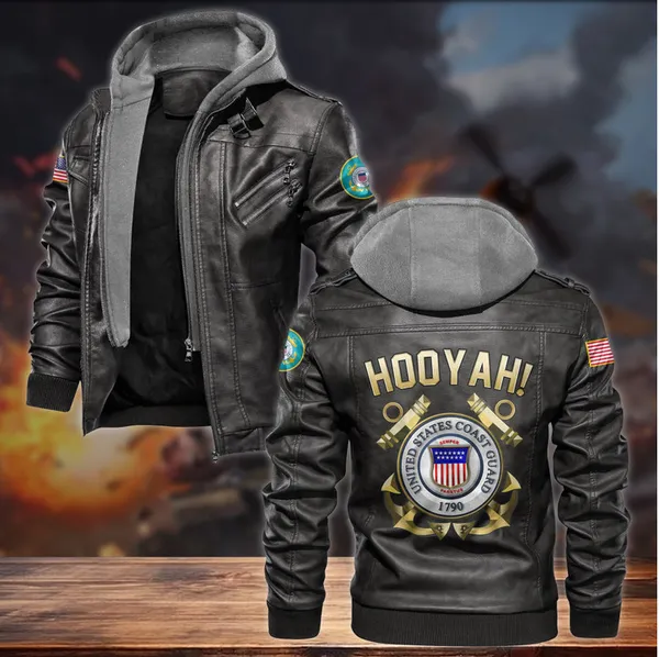 Premium HOOAH! US Veteran Leather Jacket